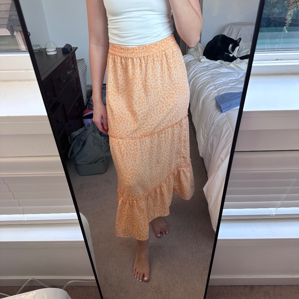 Yellow floral maxi skirt